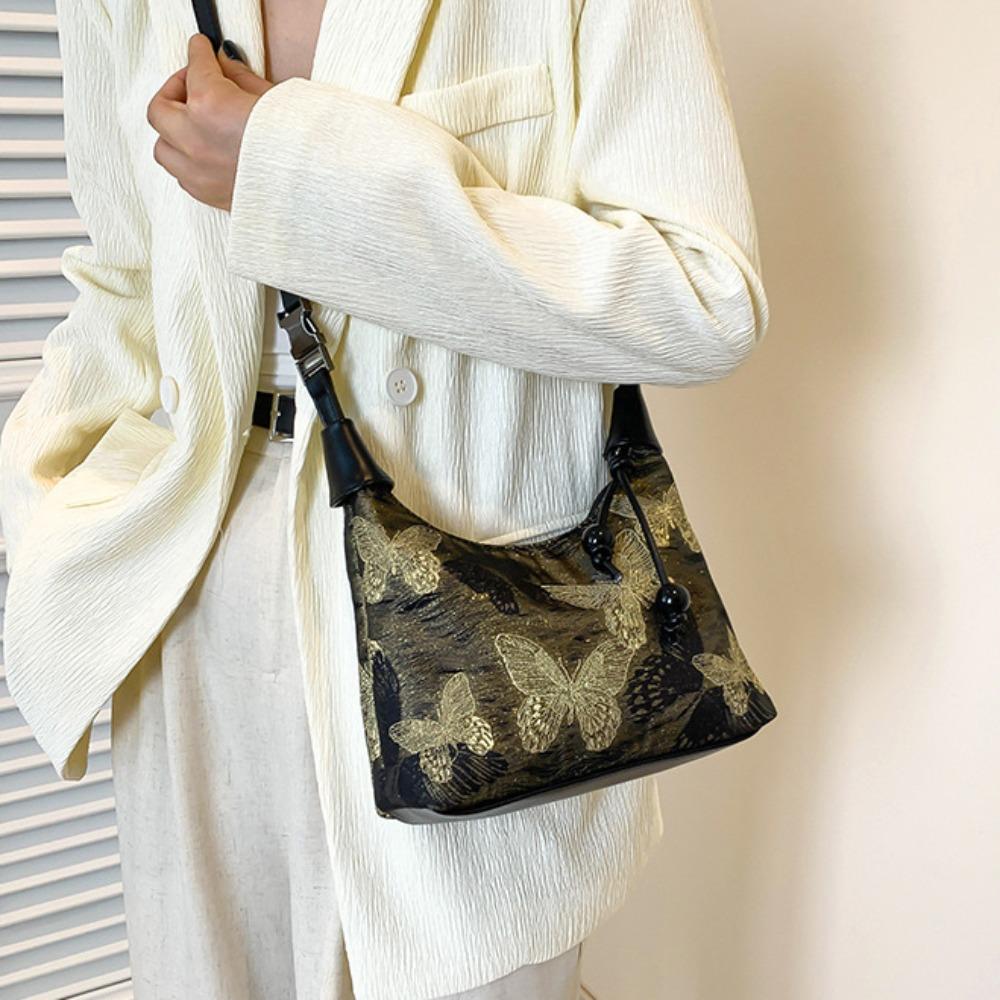 Simple New Chinese Style Bag Commute Cross Body Bag Casual Butterfly Embroidery Bag  Girls