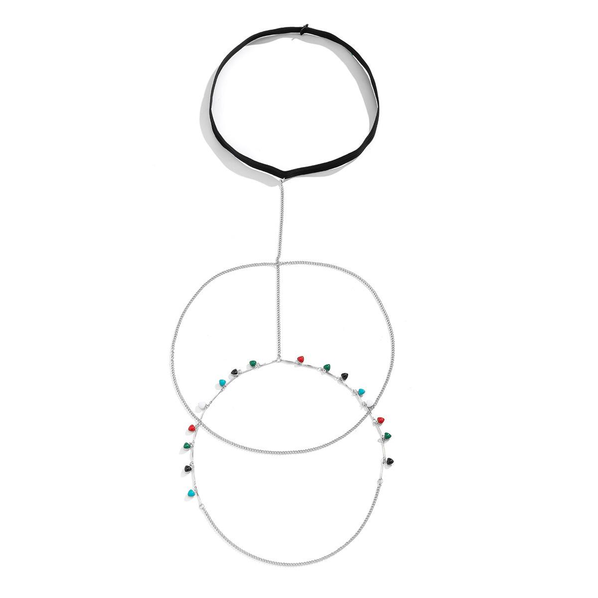 Accessories, Sexy Beach Round Tassel Body Chain Women, Nightclub Color Double Chain Thigh Chain