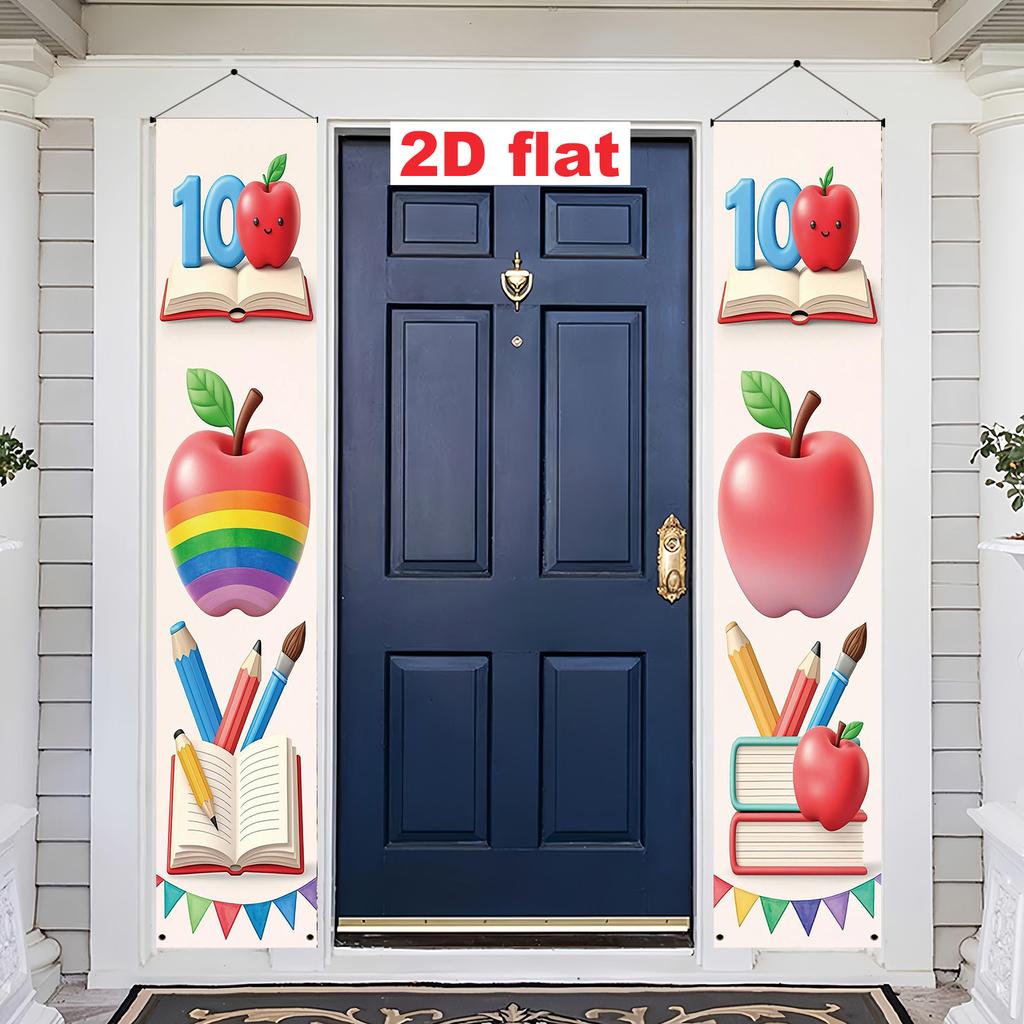 2D Flat, 2D Door Banner, 2D Flat Banner Party Banners, Set of 2 (11.8 X 70.8 Inches / 30 X 180cm), Material, Reading Day, Arts Festival, 100 Days of S