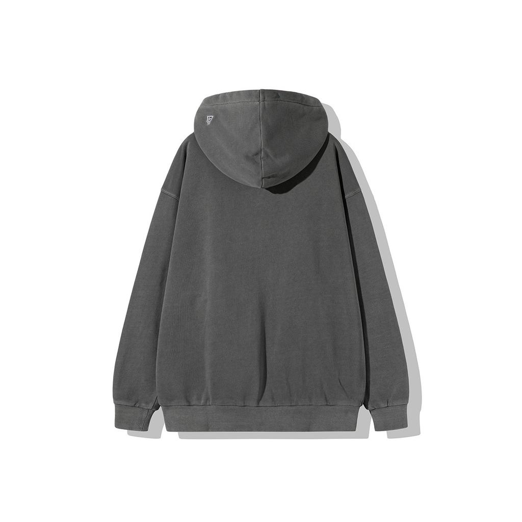 New Era MLB Logo Buchstabe Kapuzen-Reißverschluss-Cardigan Gewaschen Vintage Langarm Amerikanisches Sweatshirt Unisex Jacken Grau 13789213
