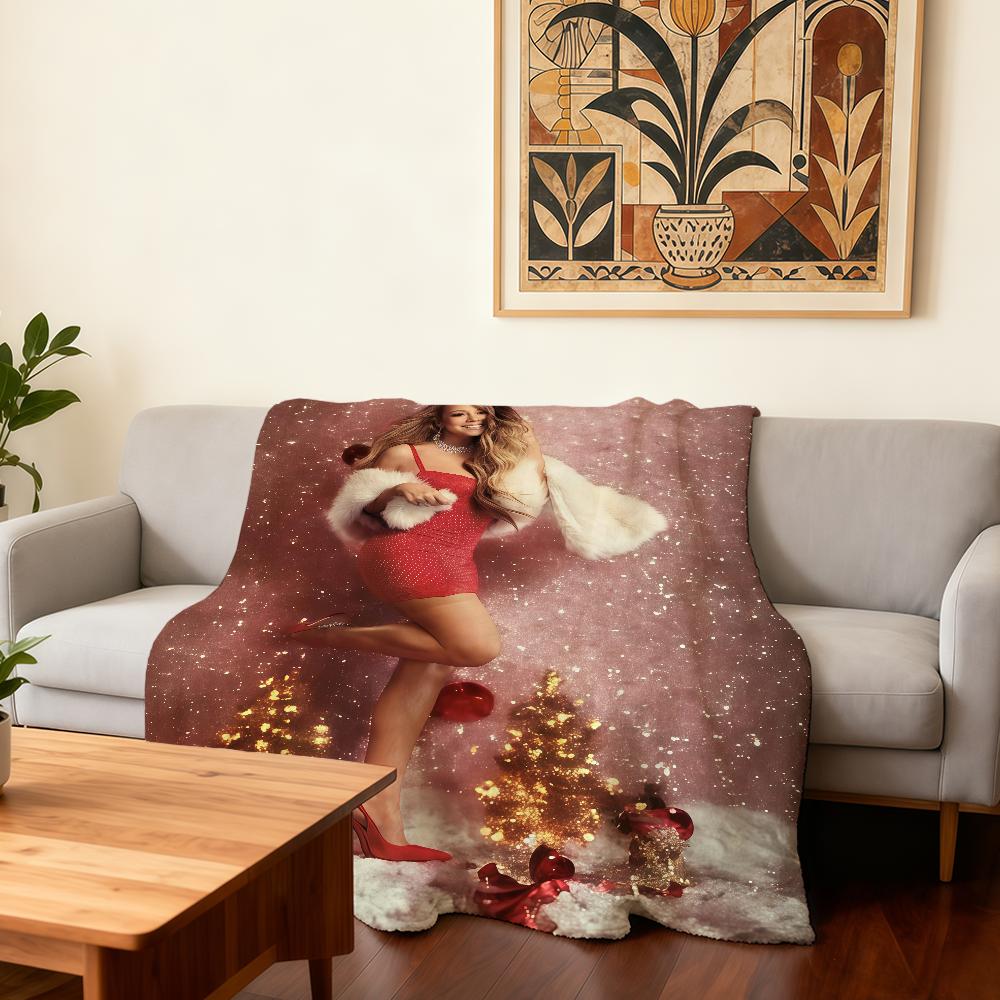 Sängerin M-Mariah C-Carey Merry Christmas Decke Super Warm Bequem Plüsch Überwurfdecke Kind Zuhause Sofa Schlafzimmer Geschenk