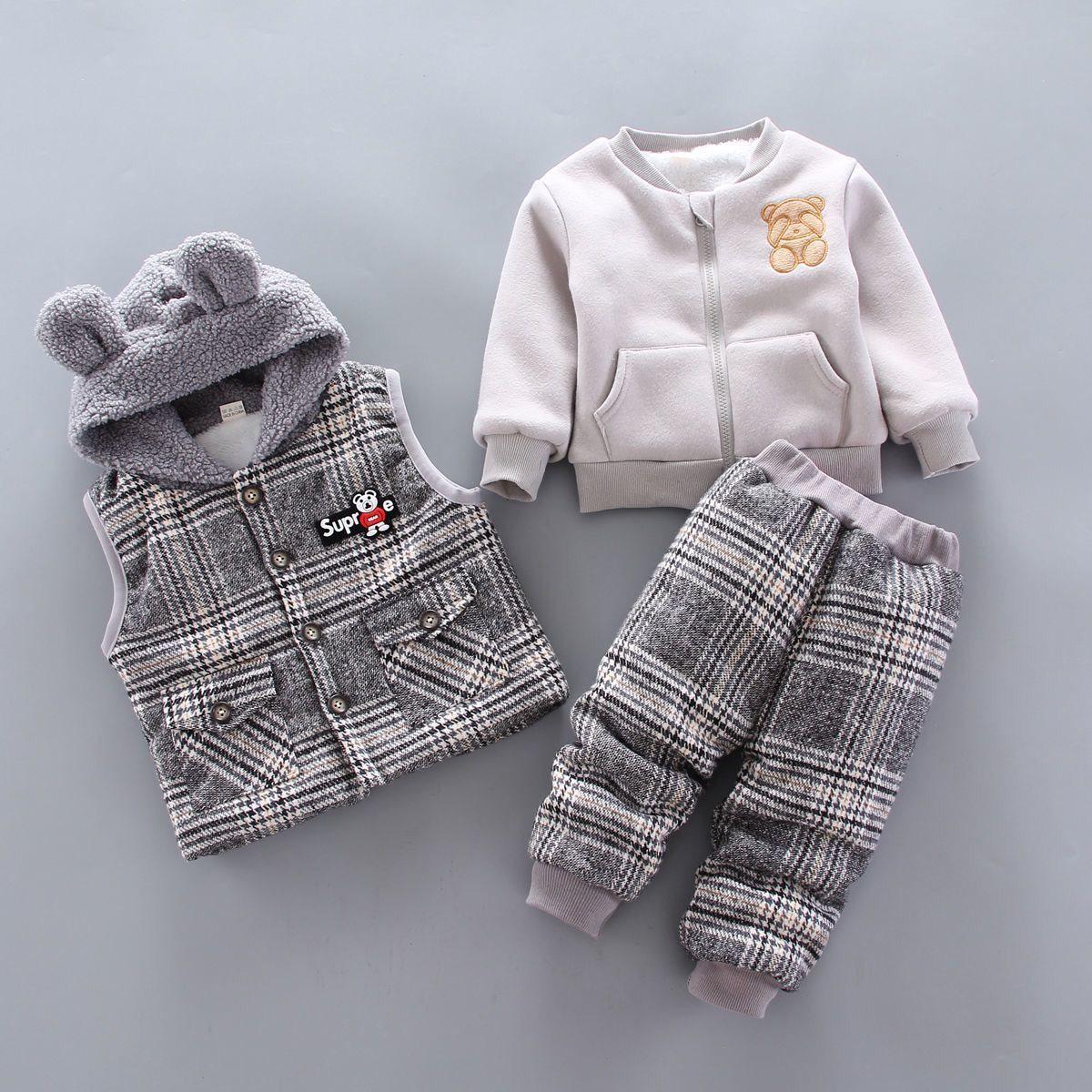 

Boys and Girls Fleece-Lined Winter 3-Piece Set: Infant to Toddler Sweatshirt & Jacket (1-3 Years) 110 (fits height 100-110cm)