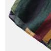 Spring Autumn Men's Streetwear Colorful Vertical Stripes Loose Long Sleeve Shirt Leisure Retro Button-down Cotton Pockets Tops