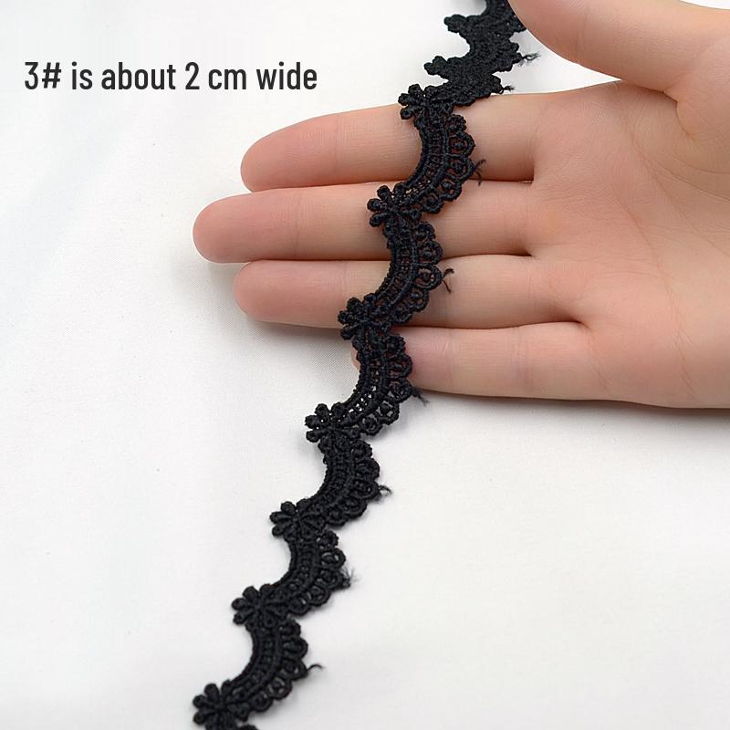 Handmade Black Lace Trim for DIY Jewelry & Clothing, Doll Clothes, Shoe Decoration, Fabric Flowers