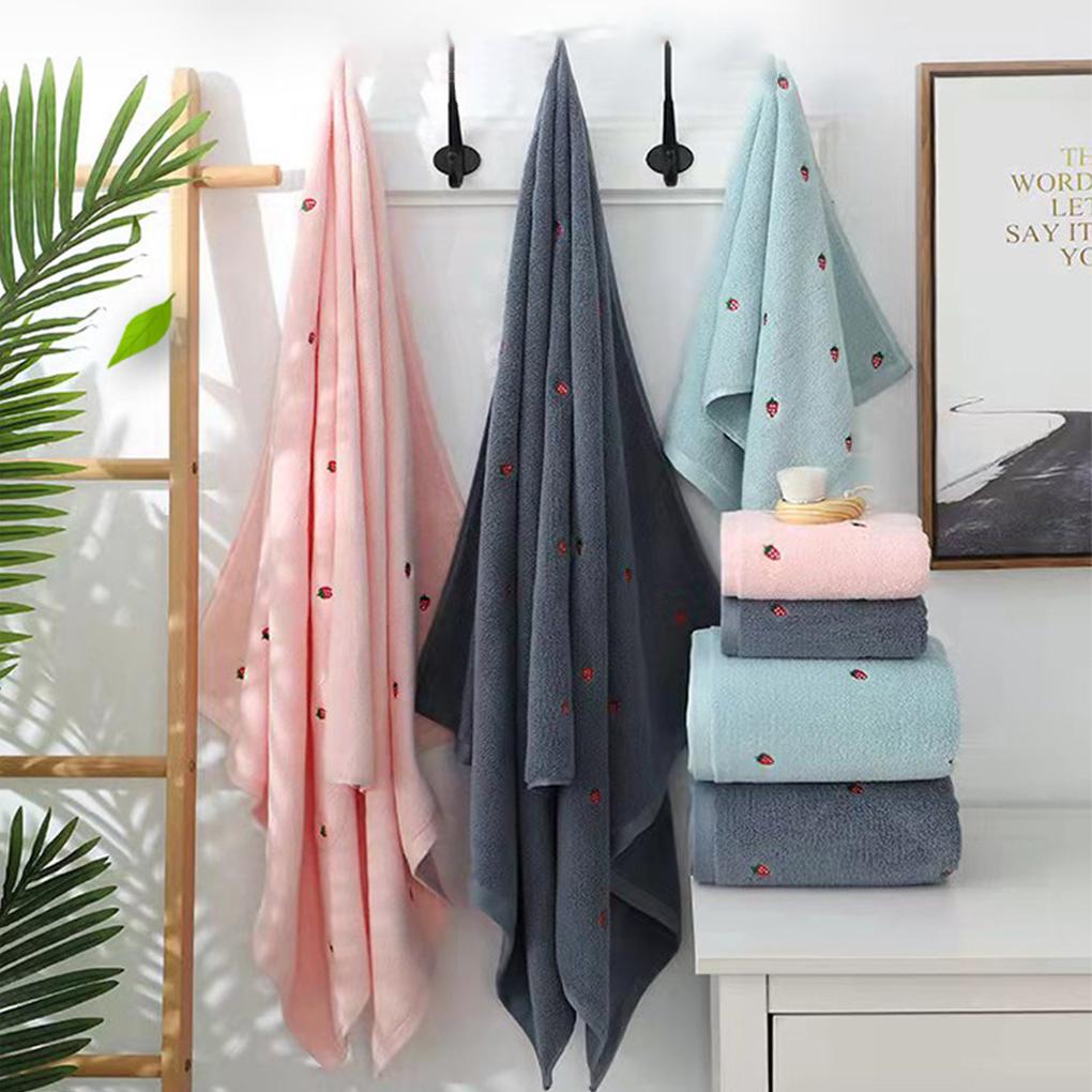 New Strawberry Embroidered Towel Bath Towel Solid Color Soft and Absorbent Adult Towels  for Home Gym Face Washing Towels