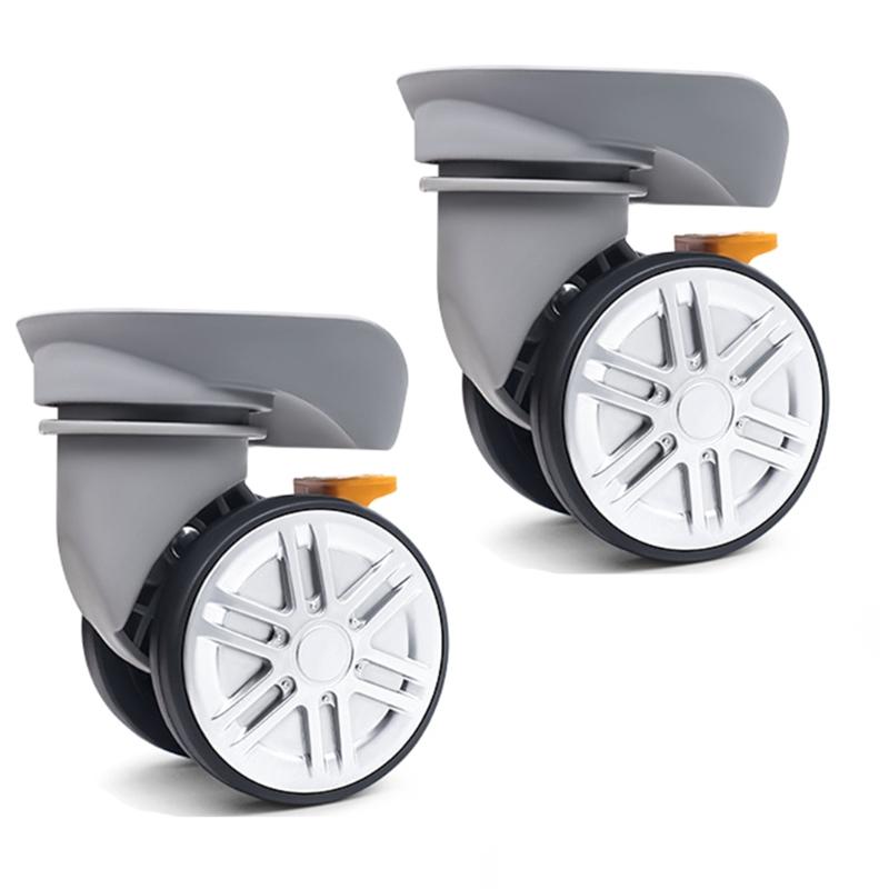 2Pcs Trolley Casters Replacement Heavy Duty Roller Wheel for Luggage Box Suitcase 360 Degree Swivel kit SilentWheel