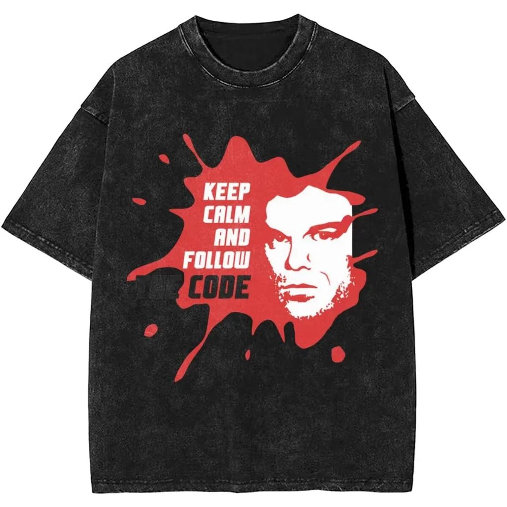 Nuova Edizione Dexter Morgan Dito Medio Retro Trendy Vintage Lavato Maglietta Estiva Y2K Top Cotone Uomo Donna Magliette Manica Corta