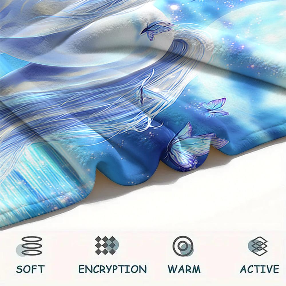 Unicorn Print Flannel Blanket, High Quality Comfortable for All Seasons, Home Decor, Warmth and Comfort, Perfect for Christmas Gifts