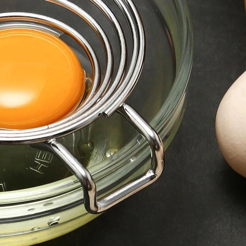 1 Pcs Spiral Stainless Steel Egg White Separator Portable Egg Yolk Divider With Long Handle Kitchen Tool
