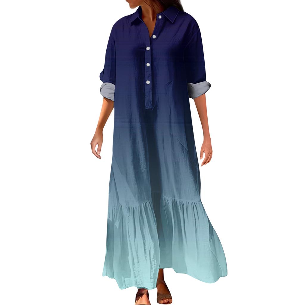 Women's Casual Loose Fashionable Gradient Color Printed Dress