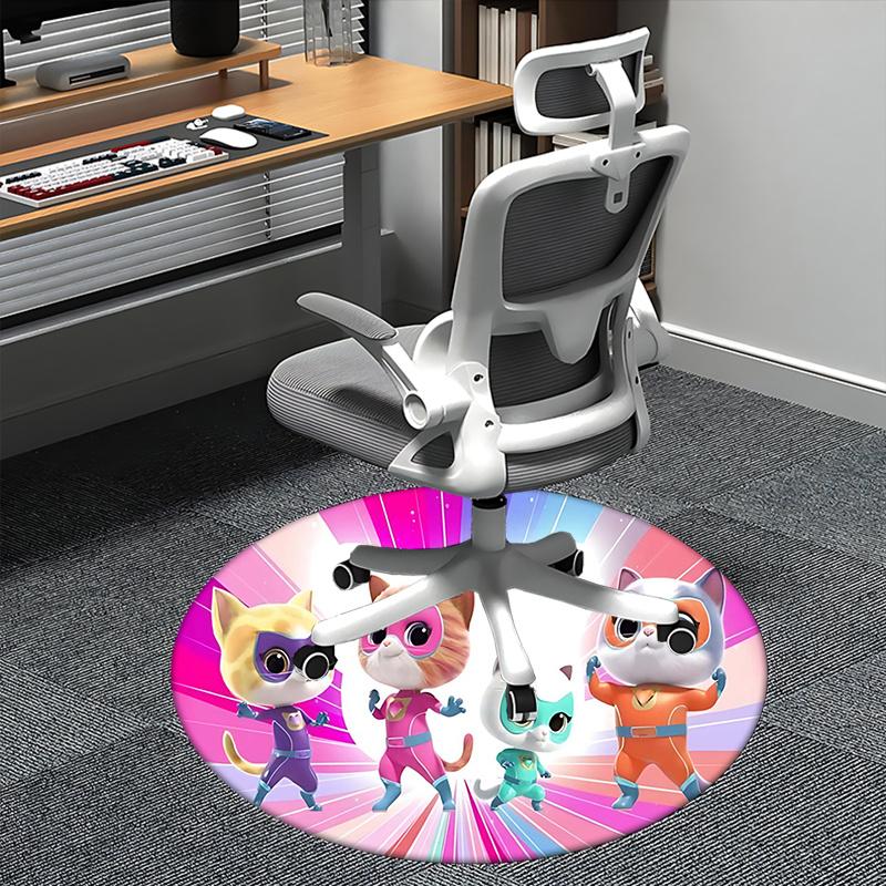 

Cat Heroes Costume Chair mat Round Rug-Office carpet, Machine Washable, Non-slip, Suitable for Living Rooms, Bedrooms 80cm