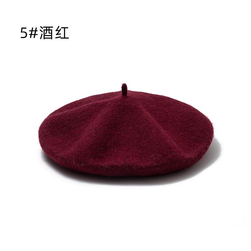 Hat Female Winter Imitation Wool Beret British Autumn and Winter Versatile Knitted Painter Hat Pumpkin Hat