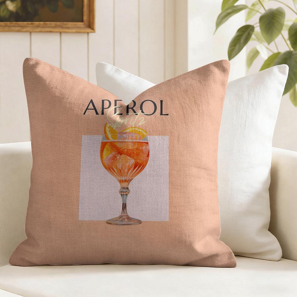 Classic Aperol Spritz Cushion Cover Eco Linen Pillow Case DoubleSided Print Breathable Durable Zipper Home Decor Gift