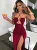 Spring Sexy High Slit Halter Neck Dress - European & American Style