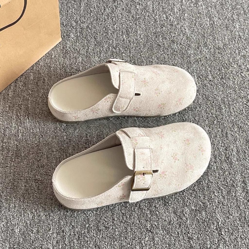 Flat-bottomed bag head and half slippers for summer wear, new models, super-hot lazy Birkenstock sandals.