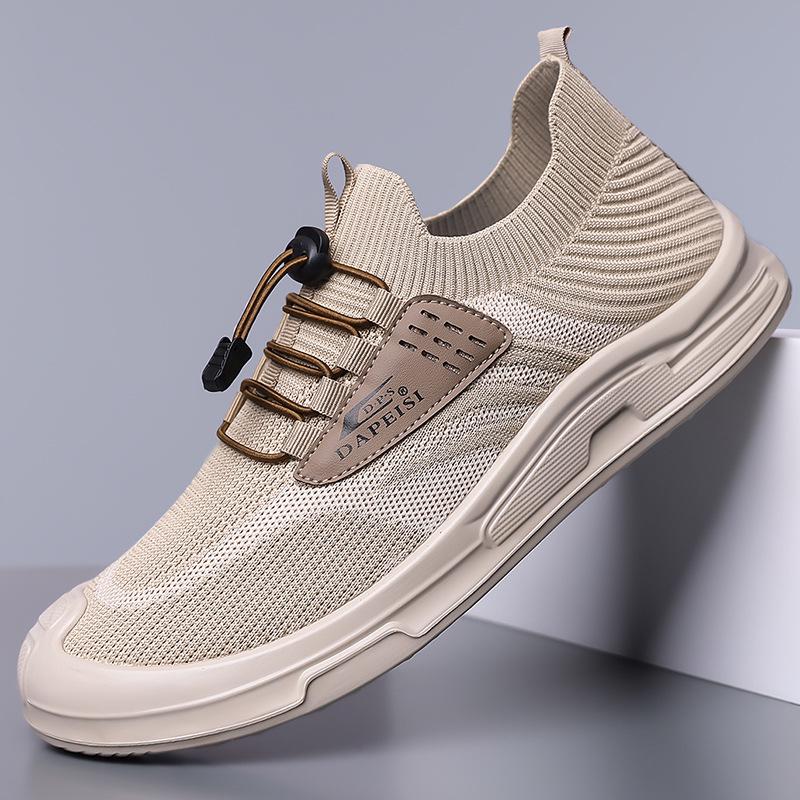 Men s Flyknit Mesh Breathable Sneakers - Lightweight, Soft Sole, Non-slip, Casual Sports Shoes for Spring & Summer. 46