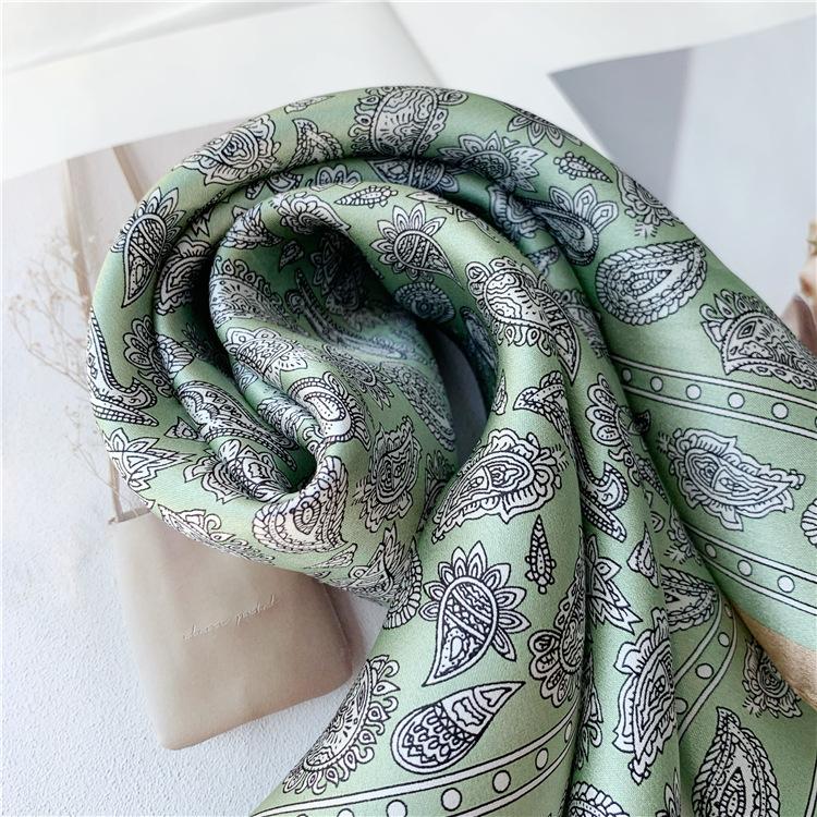 53*53 см квадратный шелковый шарф женский модный принт маленький шейный платок офисный — фото 9