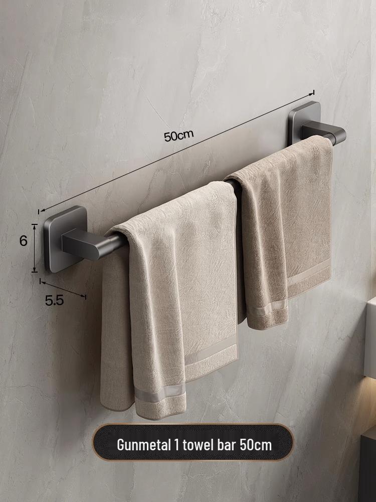 

Настенная вешалка для полотенец без сверления с полкой и одинарной перекладиной для хранения в ванной комнате
