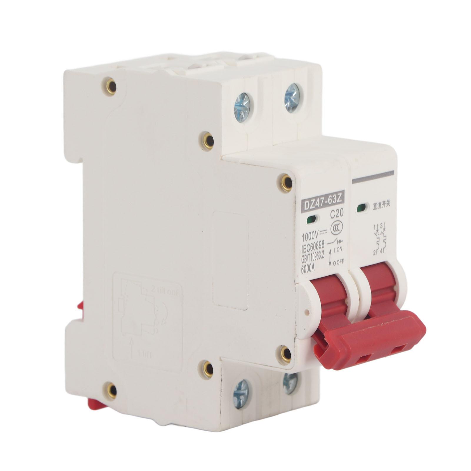 

Мініатюрний автоматичний вимикач постійного струму 2P ізолятор сонячної фотоелектричної системи, монтаж на DIN-рейку 1000 В 20 A DZ47‑63Z C20