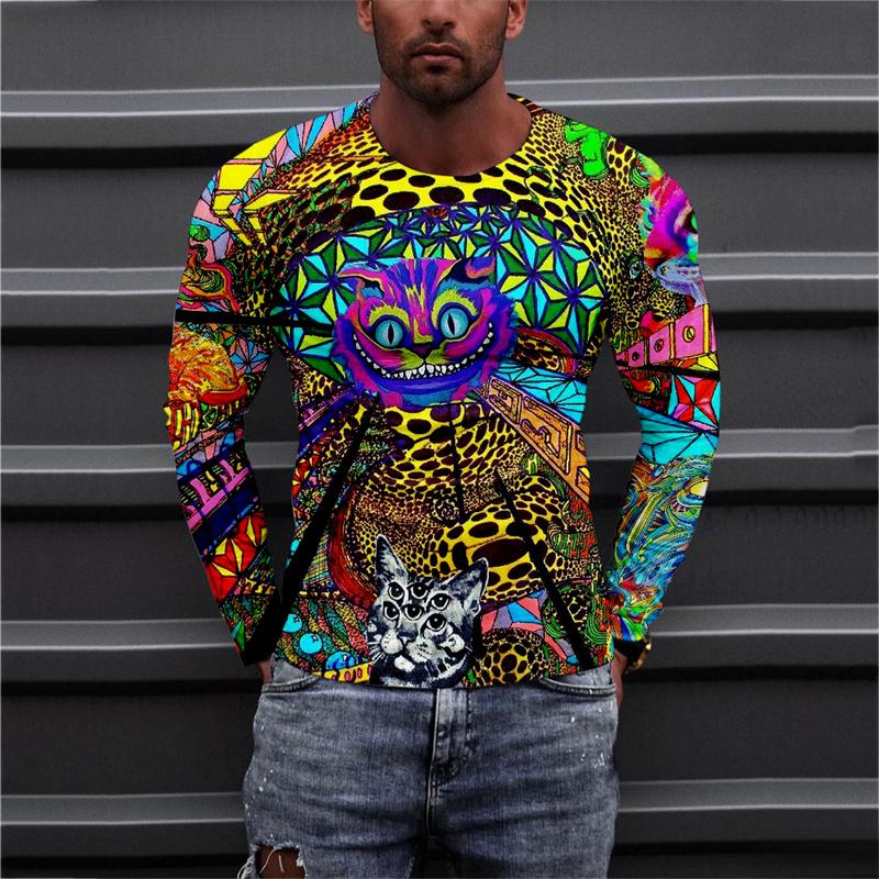 

Мужская одежда большого размера, красочная футболка с градиентом, футболка с 3D принтом бабочки, новая повседневная футболка с длинными рукавами и круглым вырезом, топы унисекс L