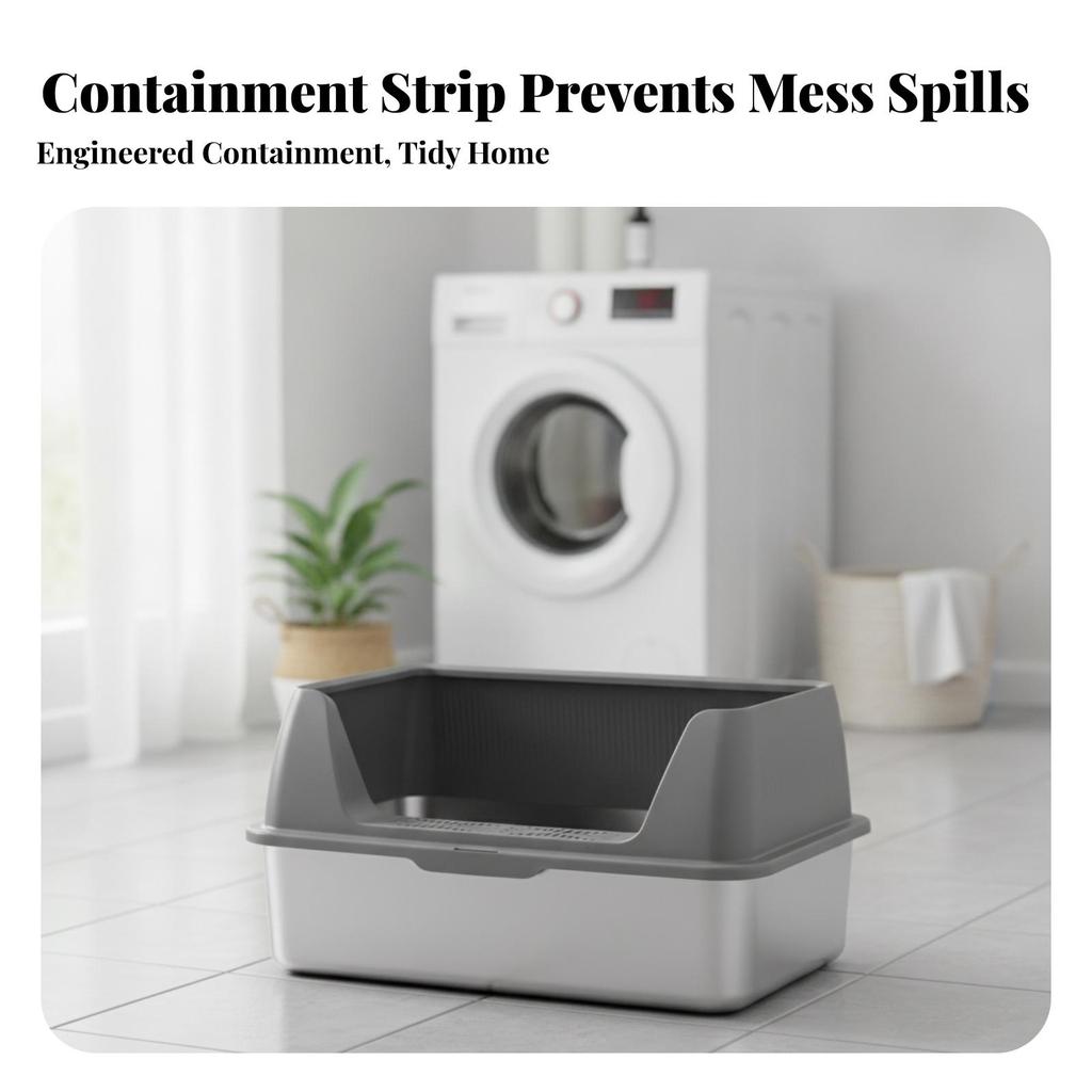 Low-Entry Stainless Steel Litter Box Easy To Clean Cat with Scoop