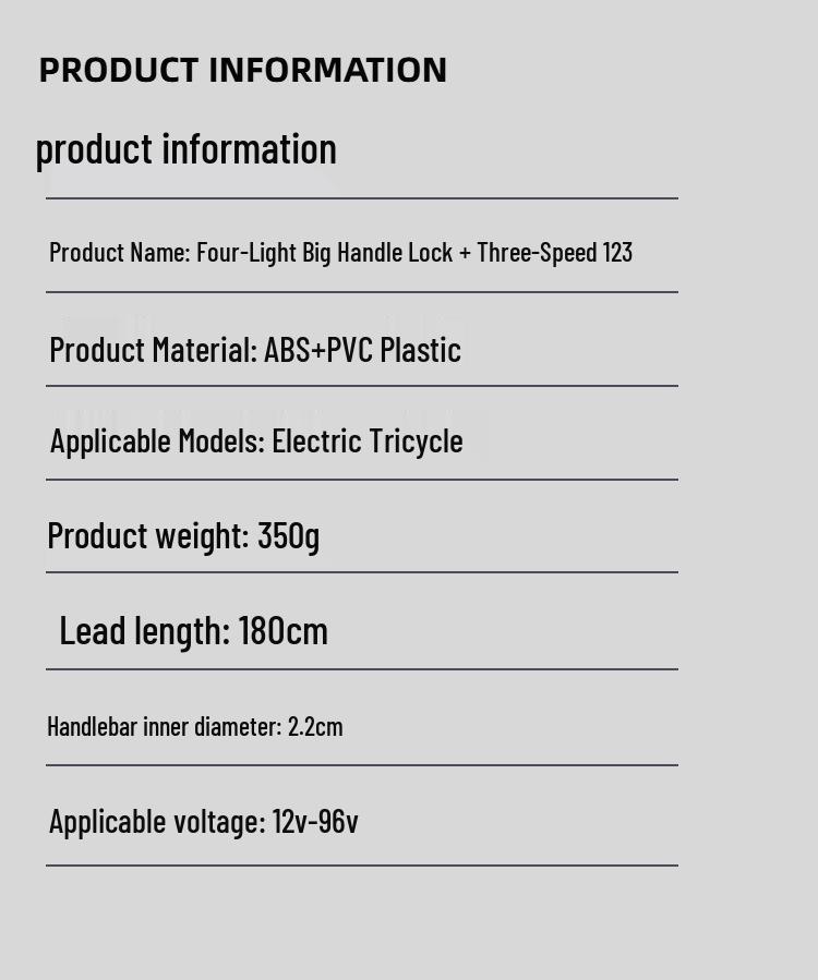 Four-Light Electric Vehicle Throttle with Lock Grip & Three-Speed Voltage Display