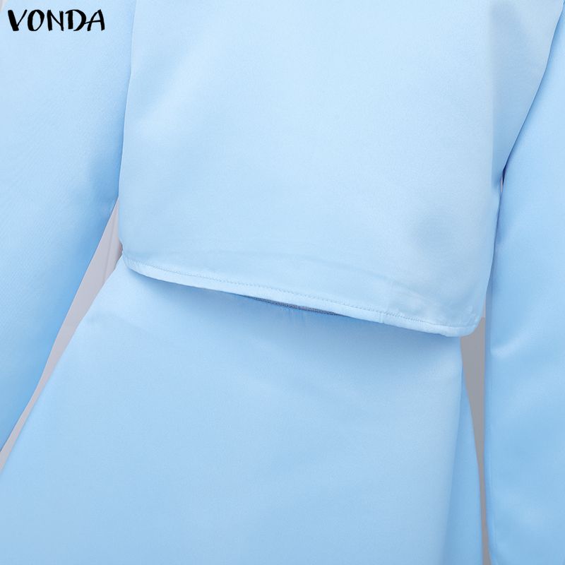 VONDA Elegant Women Outfits Long Sleeve Short Blouse and Skirts Casual Two Piece Suit Sets