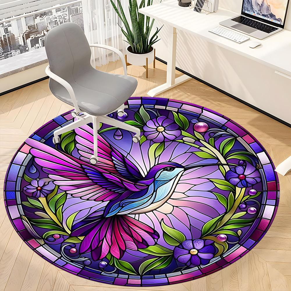 1pc Stained Glass Hummingbird Chair Carpet for Office - Durable, Ideal for Chair Mats, Stylish & Functional Decorative Rug Yy260130080