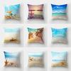 Home Pillowcase Square Office Decoration Cushion Cover Summer Sea World Starfish Conch Pattern Decoration