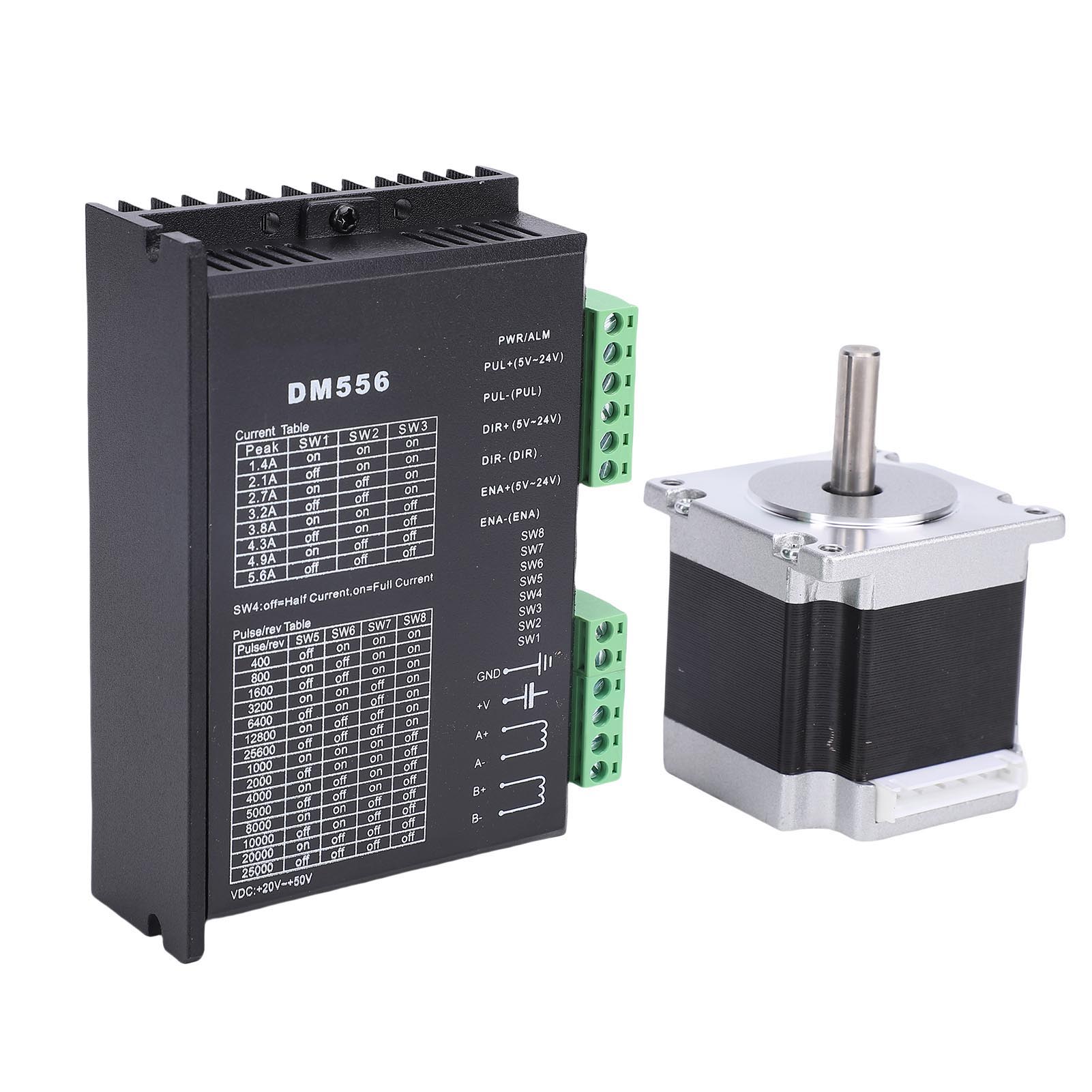Nema23 Léptetőmotor Vezérlő Készlet 23HS5628 126N.cm 2.8A 56mm 8mm Tengelyátmérő Motor DM556 2 Fázisú Motorvezérlővel