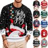 Christmas Floral Print Men's Crewneck Sweater, Casual Holiday Pullover