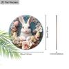 2D Flat 1pc Easter “Rabbit Flower” Logo Wooden Round Hanging Decoration, Spring Garden Balcony Ornament, Indoor/Outdoor Statue Wall Hanging, Country