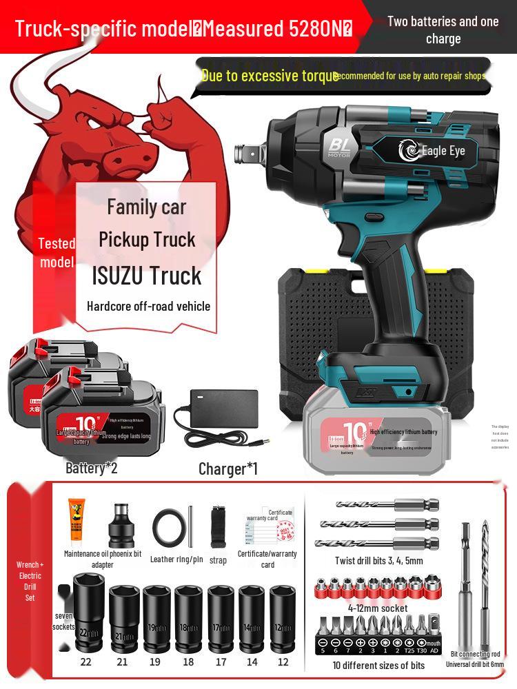 High-Torque Brushless Electric Impact Wrench with Lithium Battery for Auto Repair