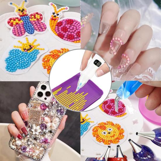 Trådlös Diamond Art-penna Elektrisk Diamond Art-penna med 4 utbytesspetsar Vakuum Diamantplaceringsverktyg för DIY Diamond Art-projekt