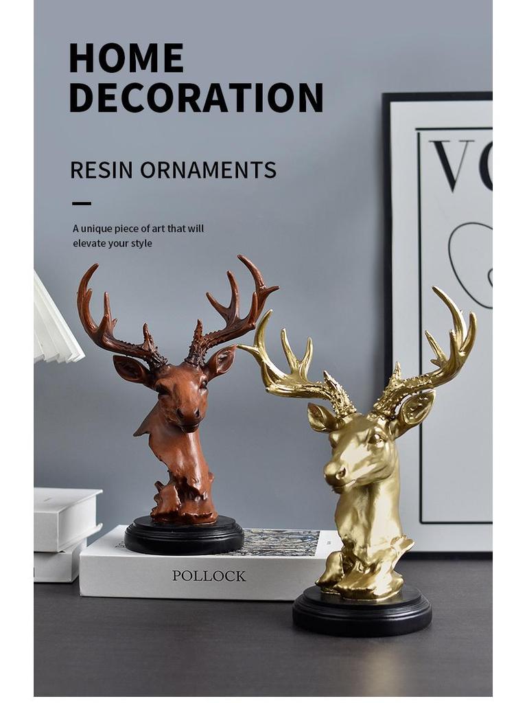Luxurious Deer Ornament - Decorative Resin Craft for Office, Living Room, or TV Cabinet.