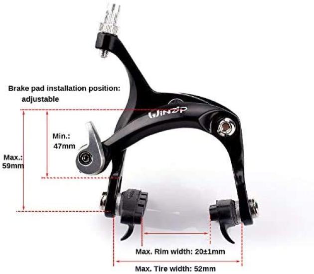 UPANBIKE Brzdový třmen na kolo Hliníková slitina Přední Zadní Sada brzdových třmenů pro Silniční kolo Kolo s pevným převodem + (stříbrný)