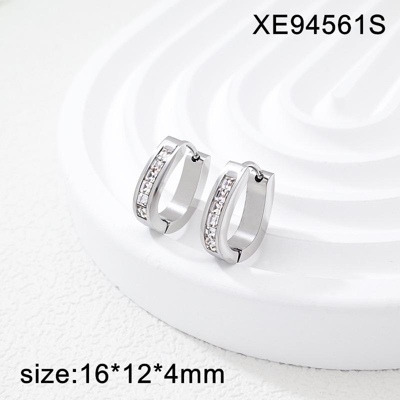 European  American Luxury Rhinestone Geometric C-shaped Ear Cuff Stud Earrings for Women