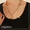 Gold-Plated Stainless Steel Double Layer Irregular Necklace: European & American Hip Hop Style