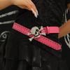 Punk Rhinestones Skull Belt for Adult Teens Waistband All Matching Rivet Studded Belt Halloween Accessories Costume Belt