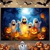 Happy Halloween Party Decoration Background Pumpkin Bat Moon Spider Web Cute Ghost Backdrop Trick or Treat Banner Holiday Decor96