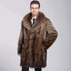 2025 Men's Brown Mink Mid-Length Business Casual Coat - Plus Size Available