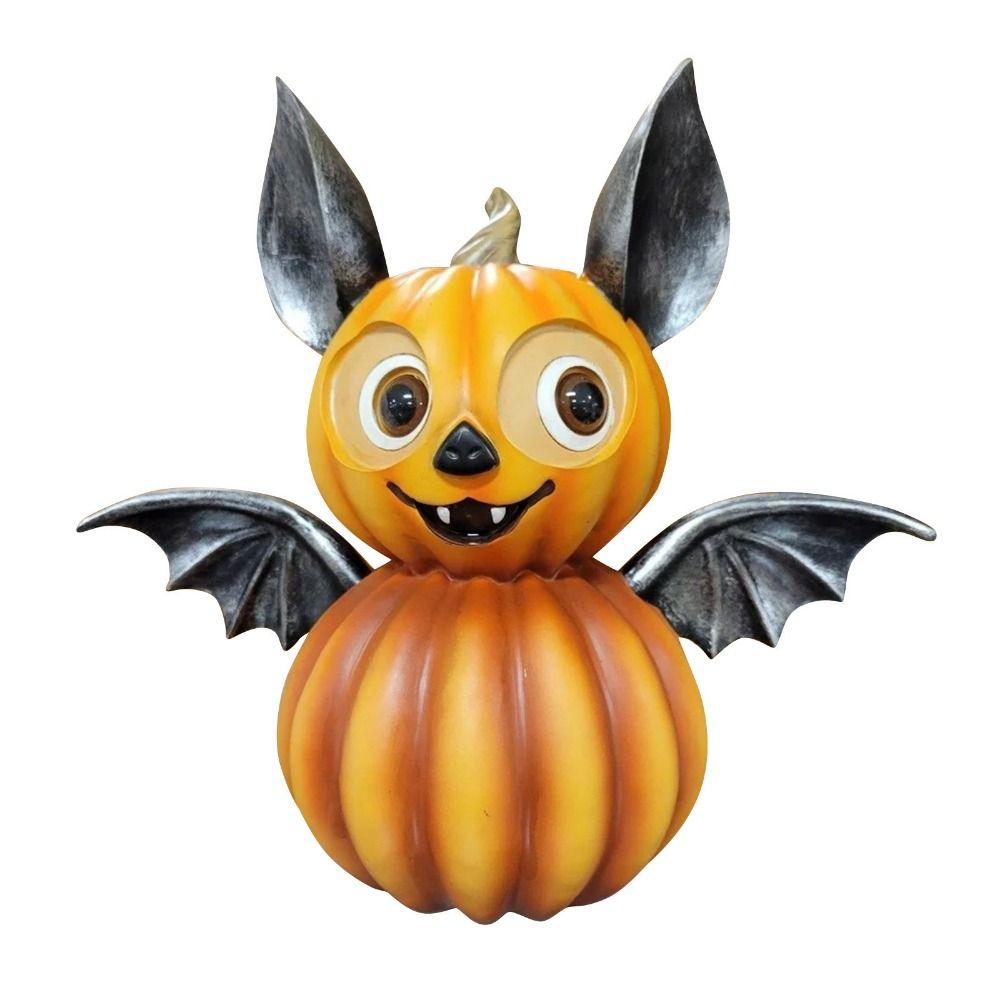 

Cartoon Halloween Pumpkinfreak Statue Painted Bat Pumpkin Ornaments Halloween style B