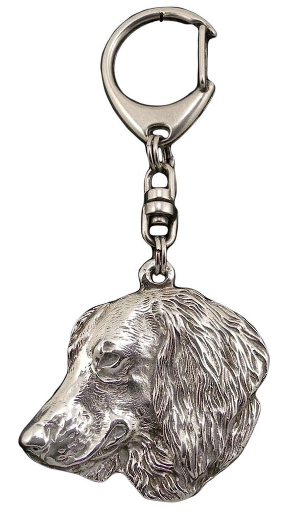 Dachshund Wire-haired, Wiener dog, Badger dog IV - Silver-plated key ring with dog, handbag decoration, backpack pendant by Art-Dog brand
