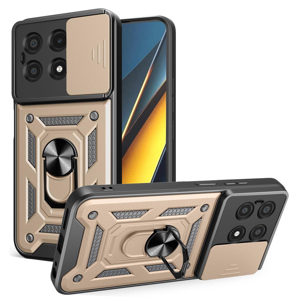 For POCO X6 Pro 5G Case Armor Slide Camera Protection Kickstand Phone Cover for Xiaomi POCO X6 Pro Capa Shockproof Funda