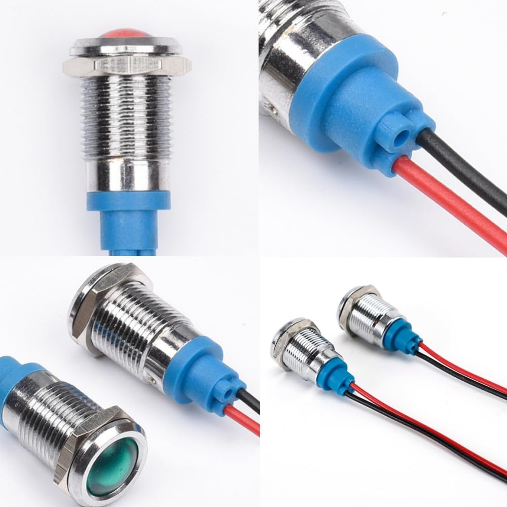Wasserdichte Kontrollleuchte 12V LED 5er Farbset (Rot/Gelb/Blau/Grün/Weiß) Wasserdicht