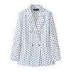 Blazer a Pied de Poule Blu e Bianco Stile Britannico da Donna con Bavero Elegante Cappotto Completo Nuova Collezione Outerwear per Performance