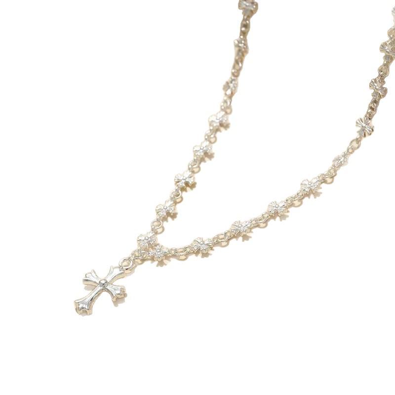 Wykwintna Srebrna Próby 925 Retro Bransoletka z Krzyżykiem: Luksusowy europejski i amerykański design z wyrazistym łańcuszkiem na obojczyk