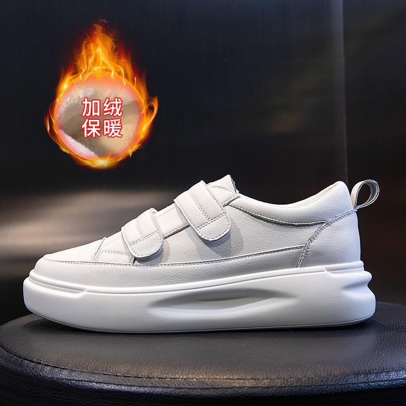 Little white shoes women's spring 2025 new versatile platform shoes women's genuine leather women's shoes Velcro casual flat single shoes women