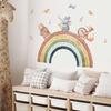 Cartoon Animal Rainbow Wall Stickers Self-Adhesive Fox Elephant Bear Decals Kids Bedroom Home Decor