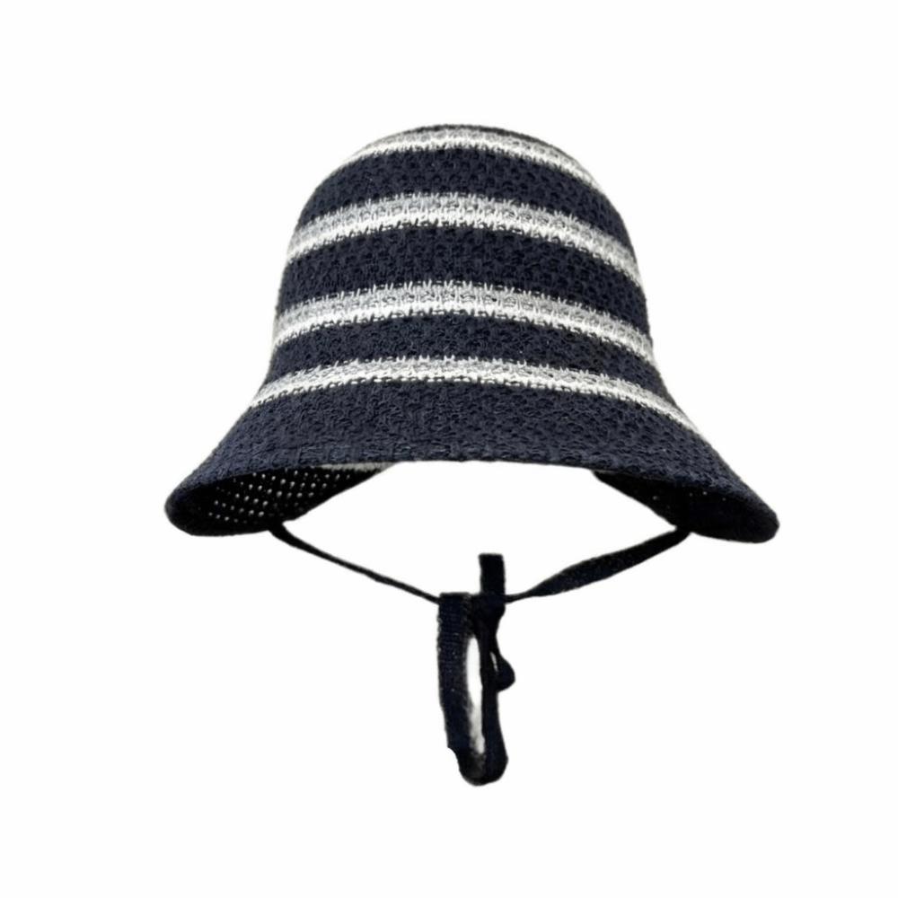 

Colorful Sunshade Hat Knitted Basin Hat New Striped Bucket Hat Outdoor темно-синий